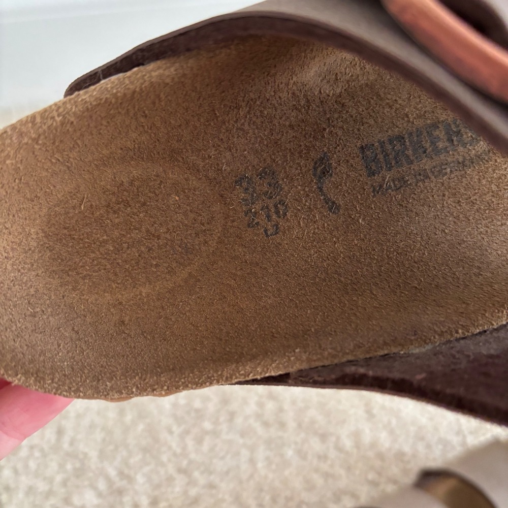 Birkenstock Arizona Kids Mocha Birko-Flor Sandals Brown Copper Buckle Size 33 2 - Picture 4 of 5